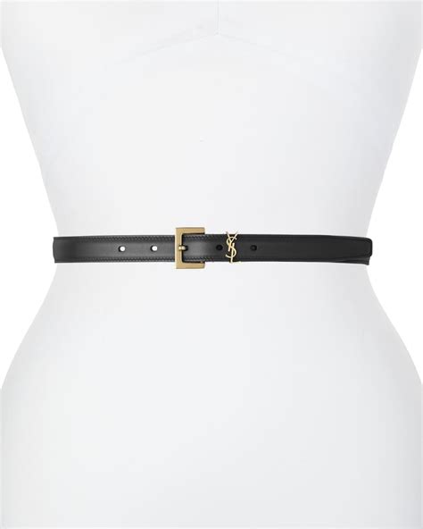 saint laurent golden ysl monogram leather belt western monka|MONOGRAM BELT IN GRAINED LEATHER .